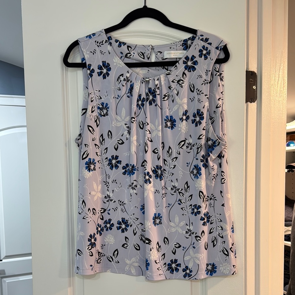 Adrienne Vittadini Pleated Blue and Pink Blouse